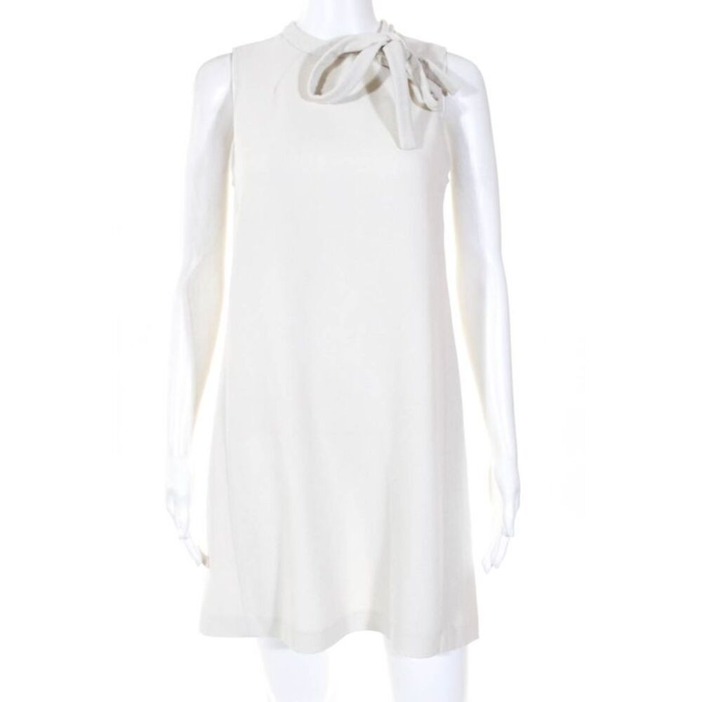 Slate & Willow Womens Skinny Tie Crepe Shirt Ivory Size 4 10379374
